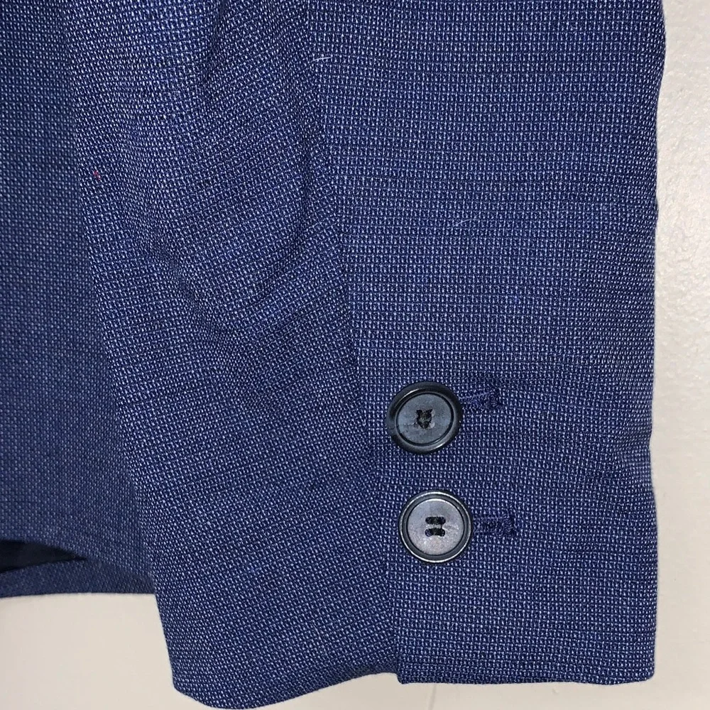 LOFT Navy Blue Textured Single-Button Blazer - Picture 9 of 9